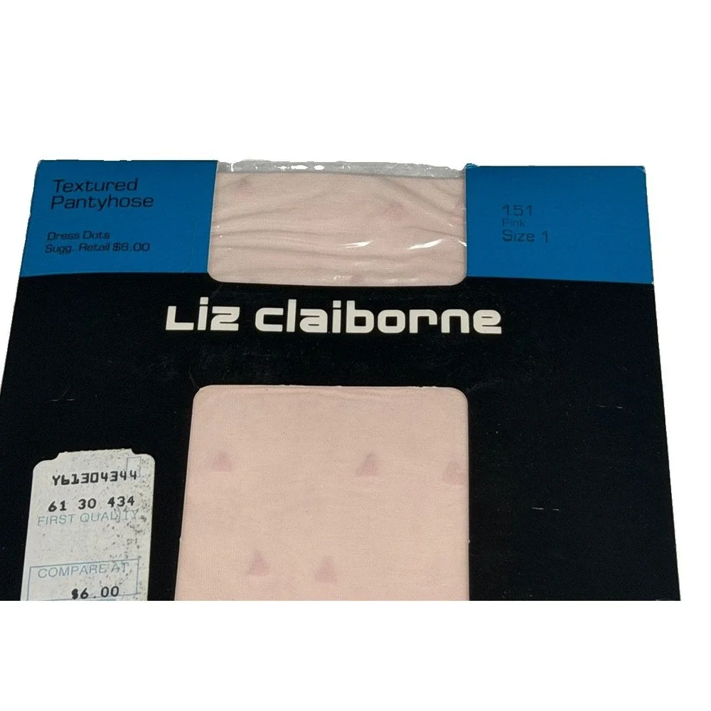 Liz Claiborne textured pantyhose size 1 Pink #151 Pattern Dress Dots